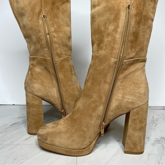 Steve Madden Marcello Tan Suede Heeled Tall Boot 9 1/2 M - Picture 6 of 16